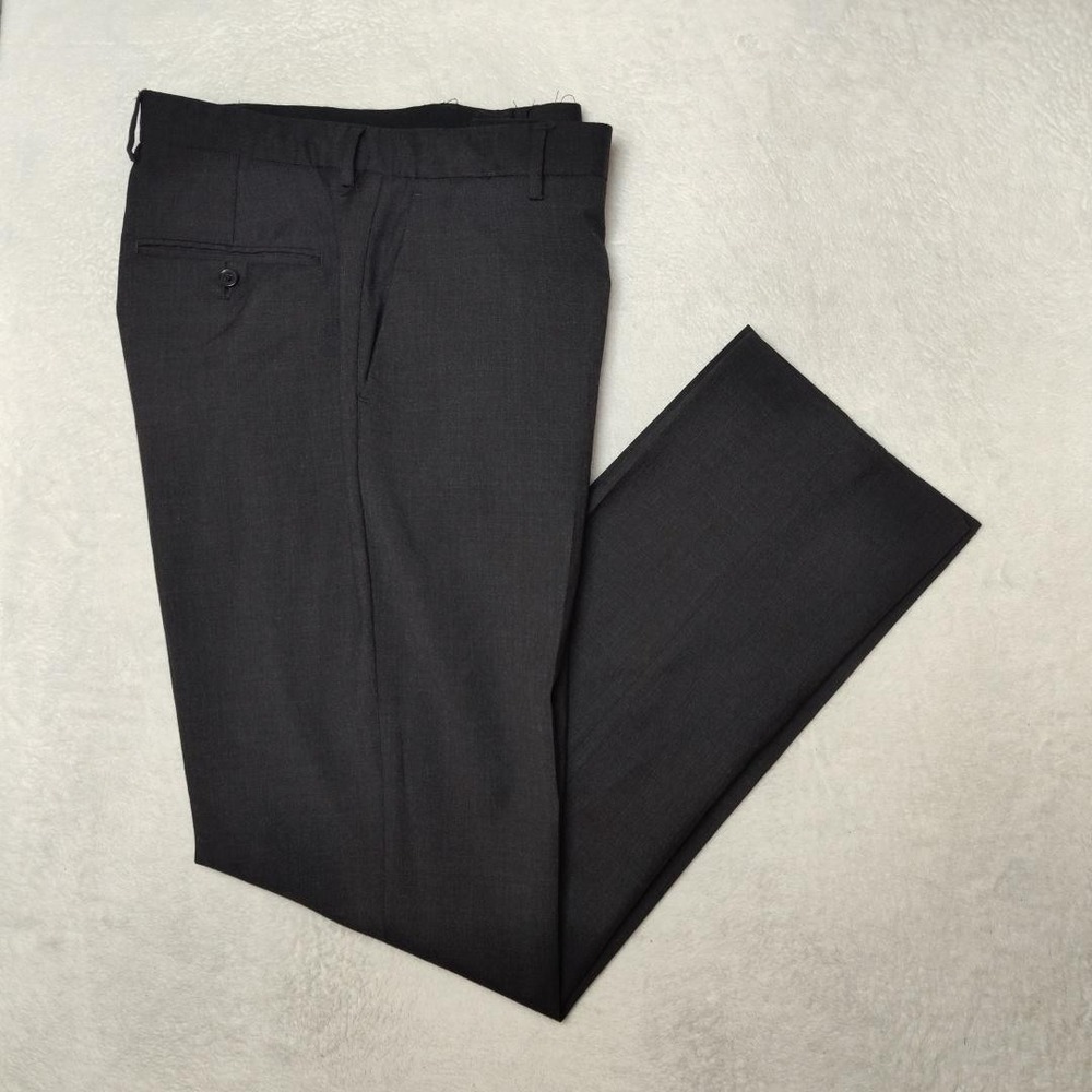 Jcrew Pants Mens 34x32 Gray Wool Polyester Slacks Flat Front Dress Suit Trouser